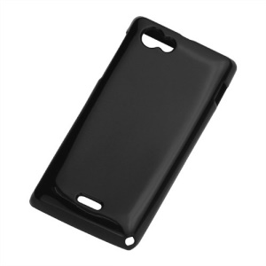 Glossy Jelly TPU Gel Back Case for Sony Xperia J ST26i - Black