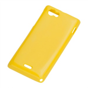 Glossy Jelly TPU Gel Back Case for Sony Xperia J ST26i - Yellow