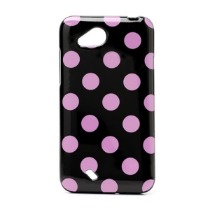 Polka Dots Soft Candy TPU Gel Case for HTC Desire VC T328D - Rose / Black
