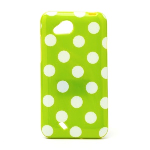 Polka Dots Soft Candy TPU Gel Case for HTC Desire VC T328D - White / Green