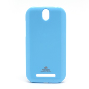 Mercury Glittery Powder HTC T528t One ST TPU Jelly Gel Case - Baby Blue
