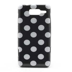 Polka Dots Jelly TPU Case Cover for Motorola RAZR i XT890 - White Dots / Black