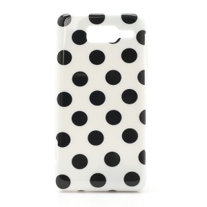 Polka Dots Jelly TPU Case Cover for Motorola RAZR i XT890 - Black Dots / White