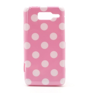 Polka Dots Jelly TPU Case Cover for Motorola RAZR i XT890 - White Dots / Pink