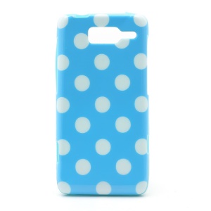 Polka Dots Jelly TPU Case Cover for Motorola RAZR i XT890 - White Dots / Blue