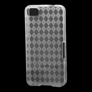 Translucent Grid TPU Jelly Case for BlackBerry Z10 BB 10 - Transparent