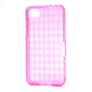 Translucent Grid TPU Jelly Case for BlackBerry Z10 BB 10 - Rose