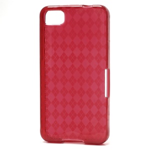 Translucent Grid TPU Jelly Case for BlackBerry Z10 BB 10 - Red