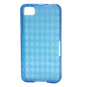 Translucent Grid TPU Jelly Case for BlackBerry Z10 BB 10 - Blue