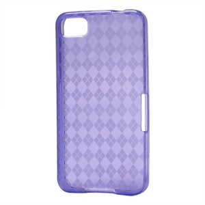 Translucent Grid TPU Jelly Case for BlackBerry Z10 BB 10 - Purple