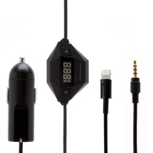 Universal 3.5mm Audio Plug In Car Charger FM Transmitter with Mic for Smartphone MP3 MP4