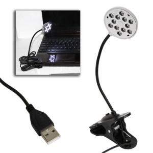Bright 12 LED USB Flexible Clip-on Light for Laptop PC Notebook
