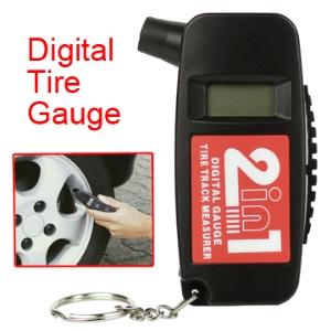 2 in 1 LCD Display Digital Tire Gauge with Keychain