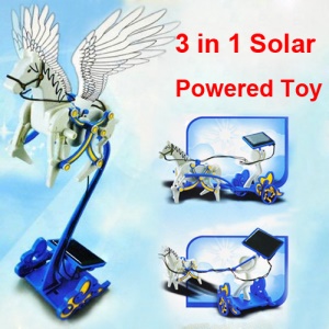 3 in 1 DIY Solar Powered Horse Cart Educational Toy for Kids