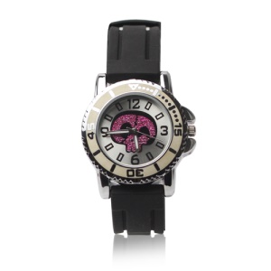 Fashion Purple Skull Heads Boys Girls Digital Wrist Watch - Black Band