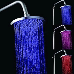 Round Temperature Sensor LED Shower Head 3-Color 126 LEDs