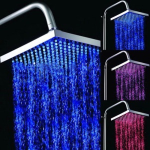 Square 3-Color Temperature Sensor LED Shower Head (Blue / Pink / Red) 144 LEDs