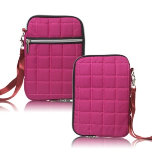 7.8 inch Soft Grid Zipper Carrying Bag Case for Samsung P6800 P6200 Asus Google Nexus 7 - Rose