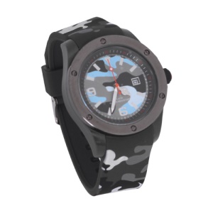 Unisex Hidden Camouflage Silicon Rubber Strap Quartz Digital Watch - Grey