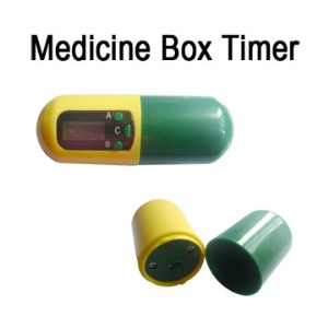 Portable Yellow Green Medicine Capsule Style Box Timer Reminder
