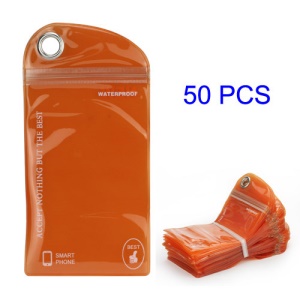 50PCS/Pack Plastic Zip-lock Packaging Bag with Hang Hole for iPhone 5 Samsung i9300 Cases, Size: 16 x 9.5cm - Orange
