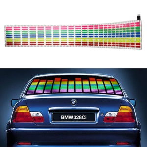 Music Sound Activated Car Sticker EL Panel Equalizer Glow Flash Light, 90cm x 10cm