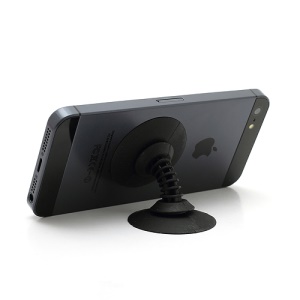 Powerful Dual Suction Silicone Stand Holder Cable Winder for iPhone Samsung etc - Black