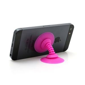 Powerful Dual Suction Silicone Holder Cable Winder for iPhone Smartphones etc - Rose