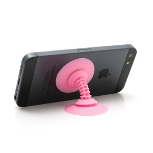 Powerful Dual Suction Silicone Stand Mount Cable Winder for iPhone Smartphones etc - Pink