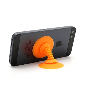 Dual Suction Silicone Holder Mount Cable Winder for iPhone Smartphones etc - Orange