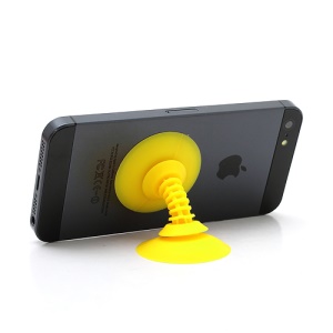 Dual Suction Silicone Stand Holder Cable Winder for iPhone Smartphones etc - Yellow