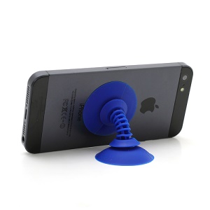 Dual Suction Silicone Stand Holder Cable Winder for iPhone Smartphones etc - Dark Blue