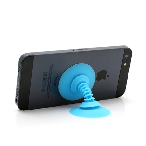 Dual Suction Silicone Stand Holder Cable Winder for iPhone Smartphones etc - Baby Blue