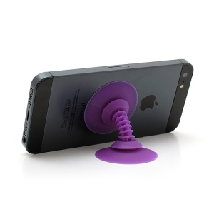 Dual Suction Silicone Stand Holder Cable Winder for iPhone Smartphones etc - Purple
