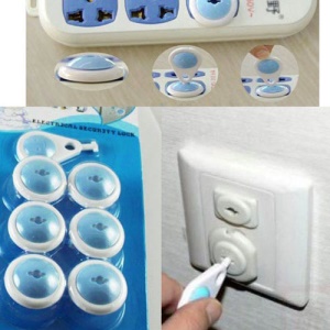 Kids Infants Baby Three Plug Sockets Electrical Socket Security Lock Cover 6pcs