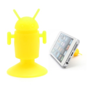 Cute Android Robot Suction Silicone Stand Holder for iPhone Samsung Smartphones etc - Yellow