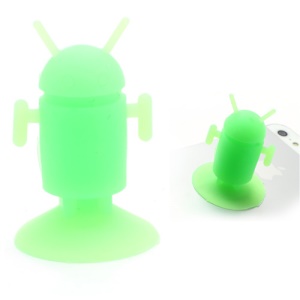 Cute Android Robot Suction Silicone Stand Holder for iPhone Samsung Smartphones etc - Green