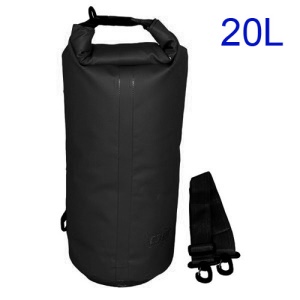 20 Litres Universal Outdoor Waterproof Dry Tube Bag Pouch with Shoulder Strap - Black