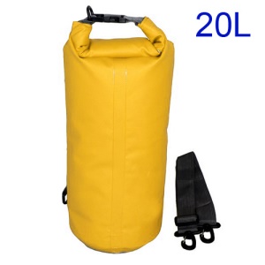 20 Litres Universal Outdoor Waterproof Dry Tube Bag Pouch with Shoulder Strap - Yellow