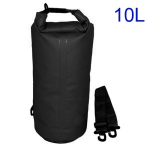10 Litres Universal Outdoor Waterproof Dry Tube Bag Pouch with Shoulder Strap - Black