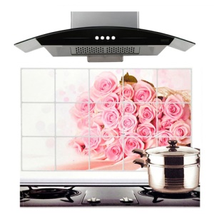 Rose Flower Kitchen Sheet Water Oil Hot Proof Fucntion, Size: 750 x 450cm