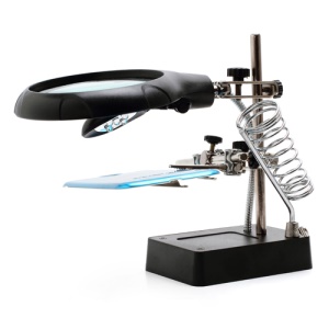 5 LED Illuminated Magnifier w/ Stand Auxiliary Tool for Electronics Welding Soldering