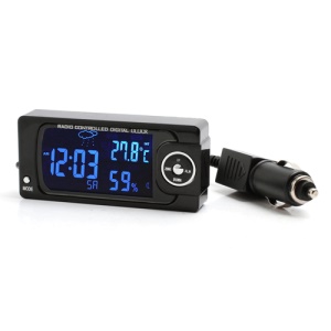 F17 Digital Backlight Clock Hygrometer Calendar Weather Thermometer w/ Car Power Lead