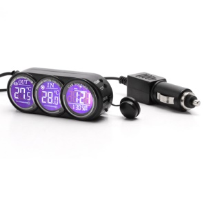 ET107 In / Out Car Thermometer Auto Storage Battery Voltage Measuring with Car Electric Plug