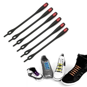 Creative Fun Candy Color V-Tie Flexible Silicone Shoelaces 6Pcs/Pack - Red / Black