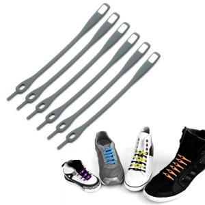 Creative Fun Candy Color V-Tie Flexible Silicone Shoelaces 6Pcs/Pack - White / Grey