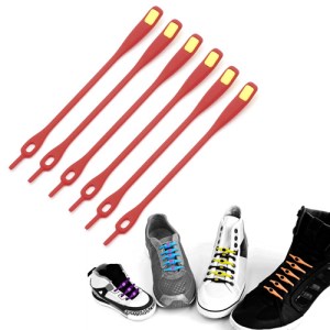 Creative Fun Candy Color V-Tie Flexible Silicone Shoelaces 6Pcs/Pack - Yellow / Red