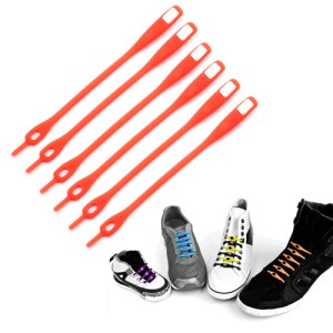 Creative Fun Candy Color V-Tie Flexible Silicone Shoelaces 6Pcs/Pack - White / Watermelon Red