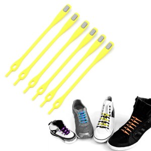 Creative Fun Candy Color V-Tie Flexible Silicone Shoelaces 6Pcs/Pack - Grey / Yellow