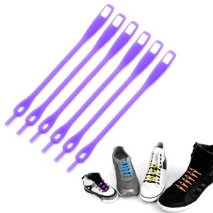 Creative Fun Candy Color V-Tie Flexible Silicone Shoelaces 6Pcs/Pack - White / Purple